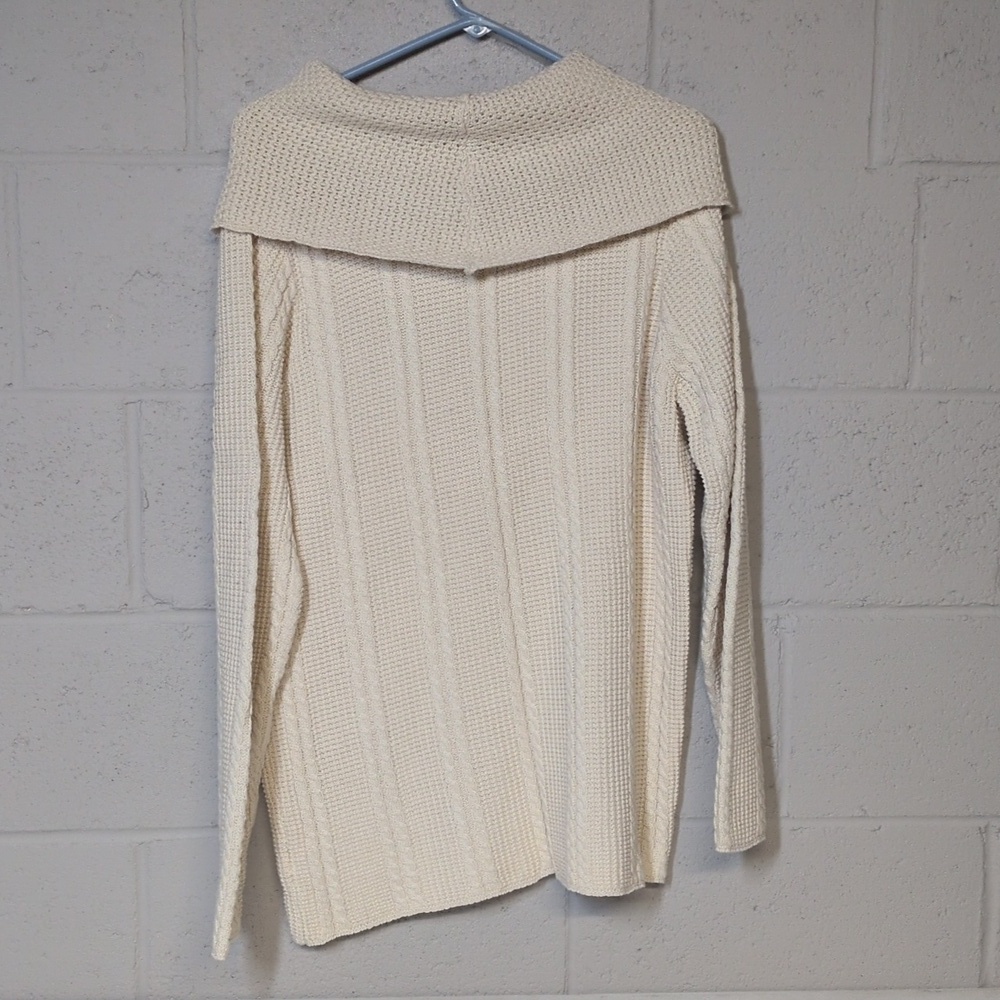 Jeanne Pierre Woman Cream Cowl Neck Sweater Size 1X, Cozycore, Neutral - Picture 5 of 7